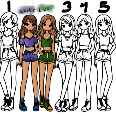 a group of girls wearing crop tops and shorts