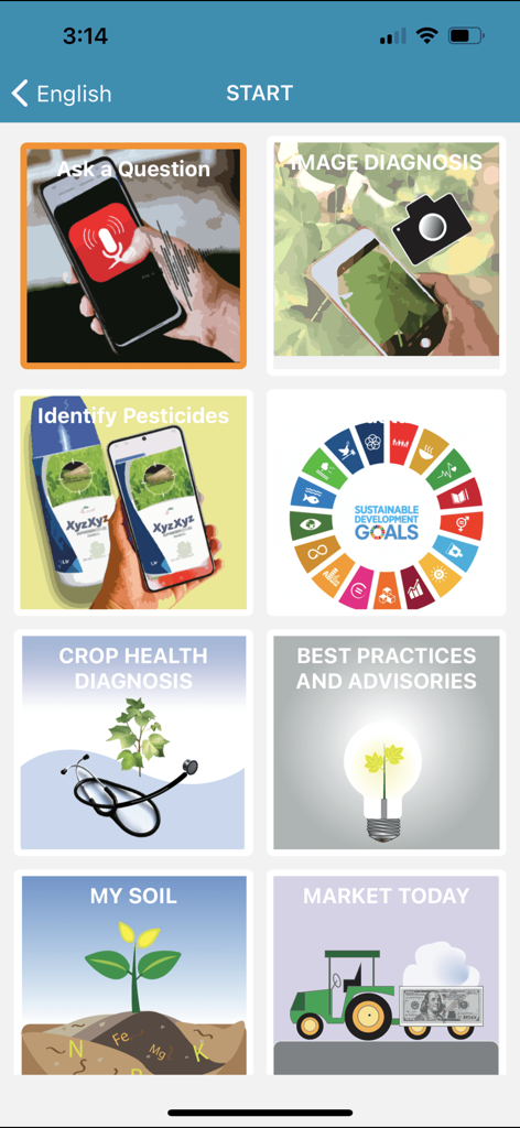 ICAC Cotton Expert - Main dashboard of the ICAC Cotton Expert app showing features like image diagnosis and crop health tools