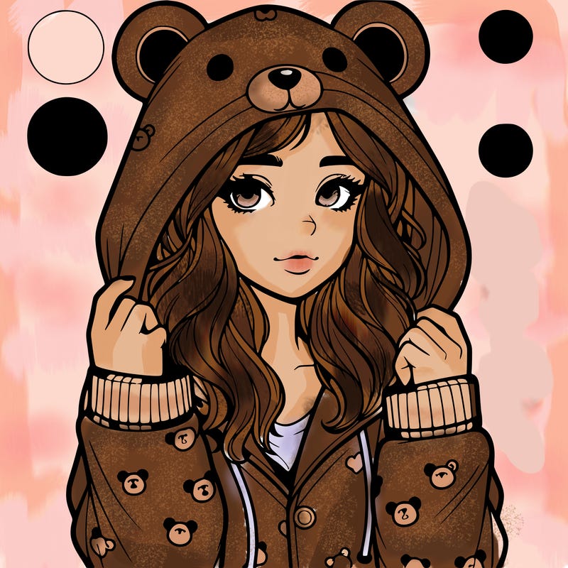 realistic girl in a animal pjs hoodie