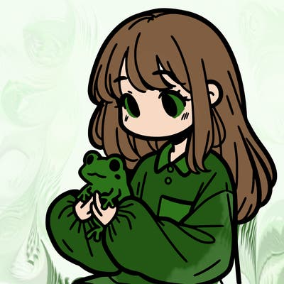 girl with long hair and a oversized shirt. and she is holding a frog