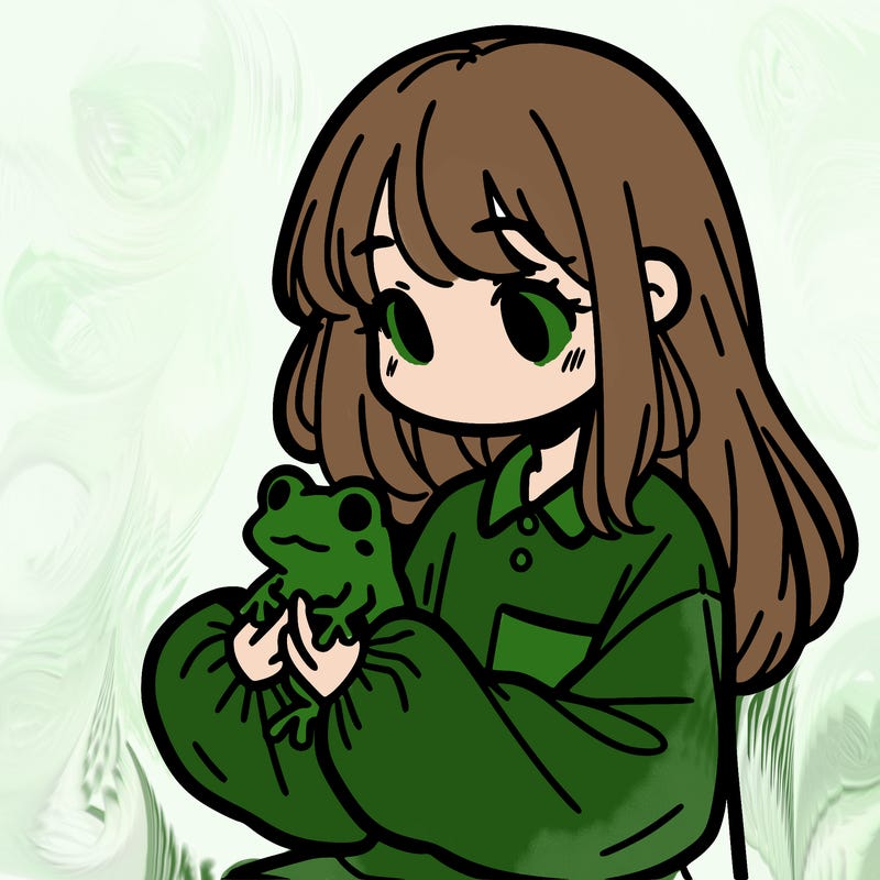 girl with long hair and a oversized shirt. and she is holding a frog