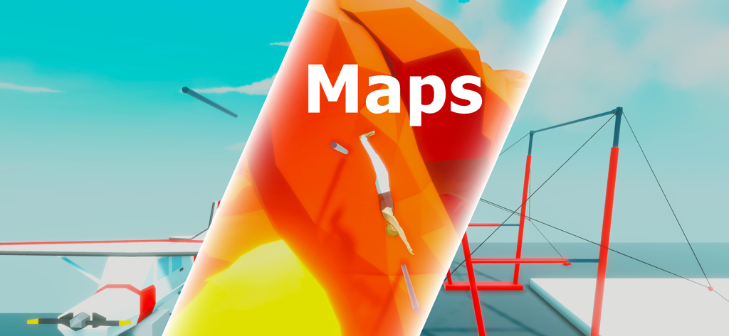 Gym High Bar game menu showing various maps and a stickman gymnast performing a flip.