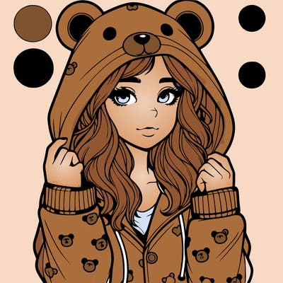 realistic girl in a animal pjs hoodie