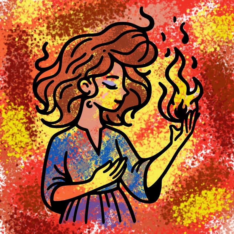 woman with fire