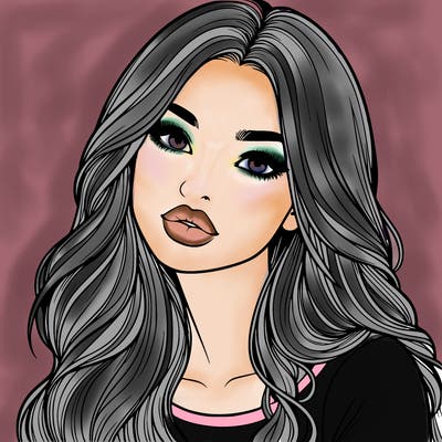 realistic girl with hair on her hair and lips