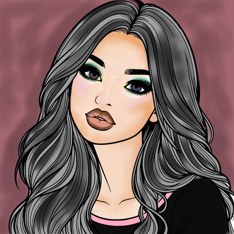 realistic girl with hair on her hair and lips