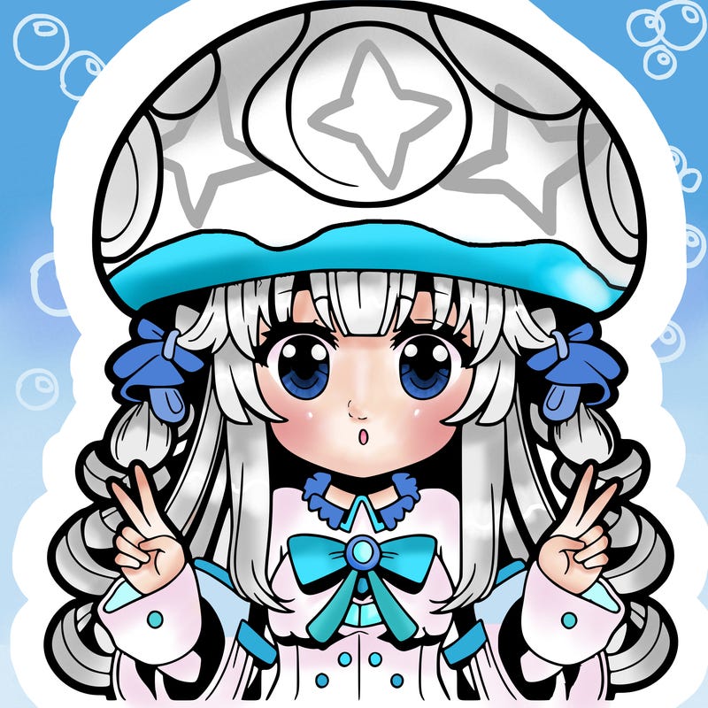 anime girl with mushroom hat