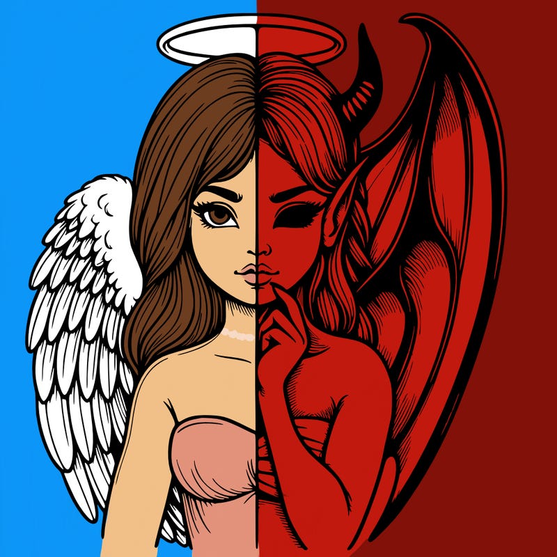 realistic angel half demon