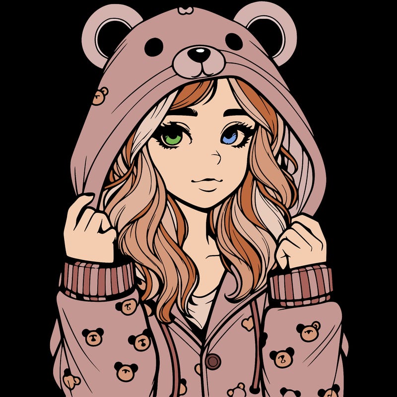 realistic girl in a animal pjs hoodie