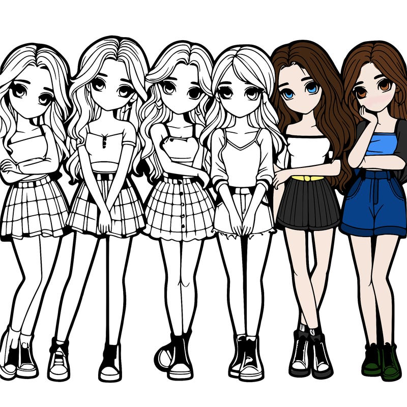 a group of girls realistic