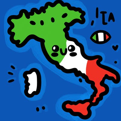 map of italy with a smiling face, cute