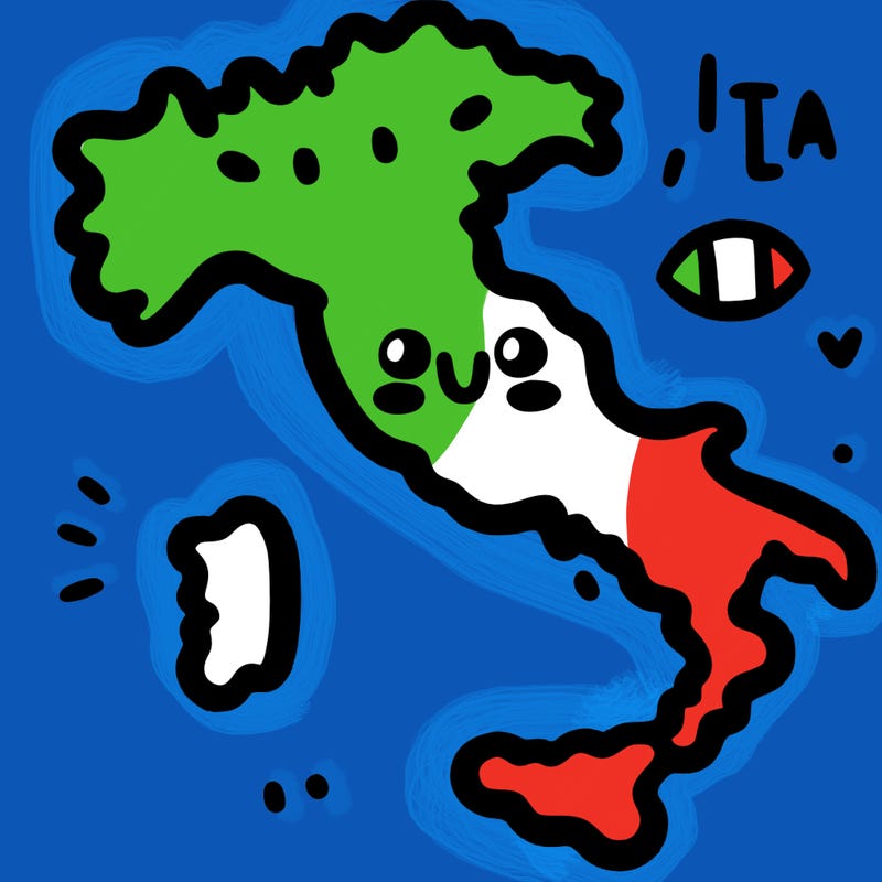 map of italy with a smiling face, cute
