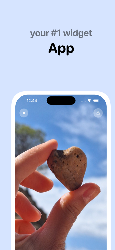 Magic Launcher Widgets Pro app showing a personalized photo widget on an iPhone
