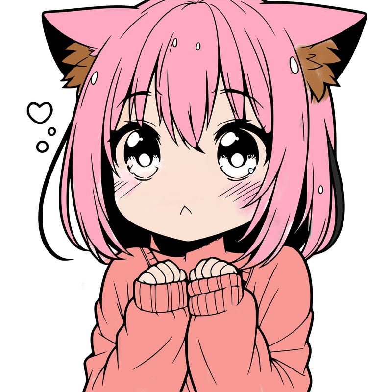 shy anime catgirl