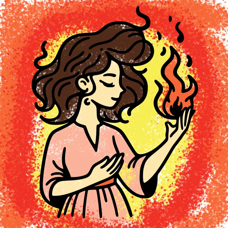 woman with fire