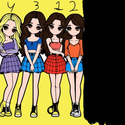 a group of girls realistic