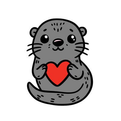 otter with a heart