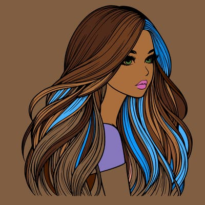 realistic girl with long realistic hair