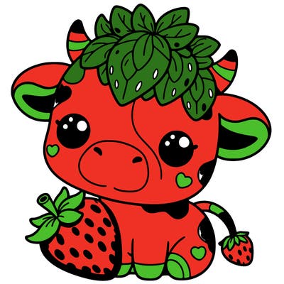 cute strawberry cow