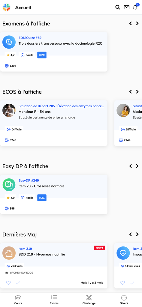EDN - EDN 앱 홈 화면에 의학 시험 및 ECOS 준비 모듈이 표시됨