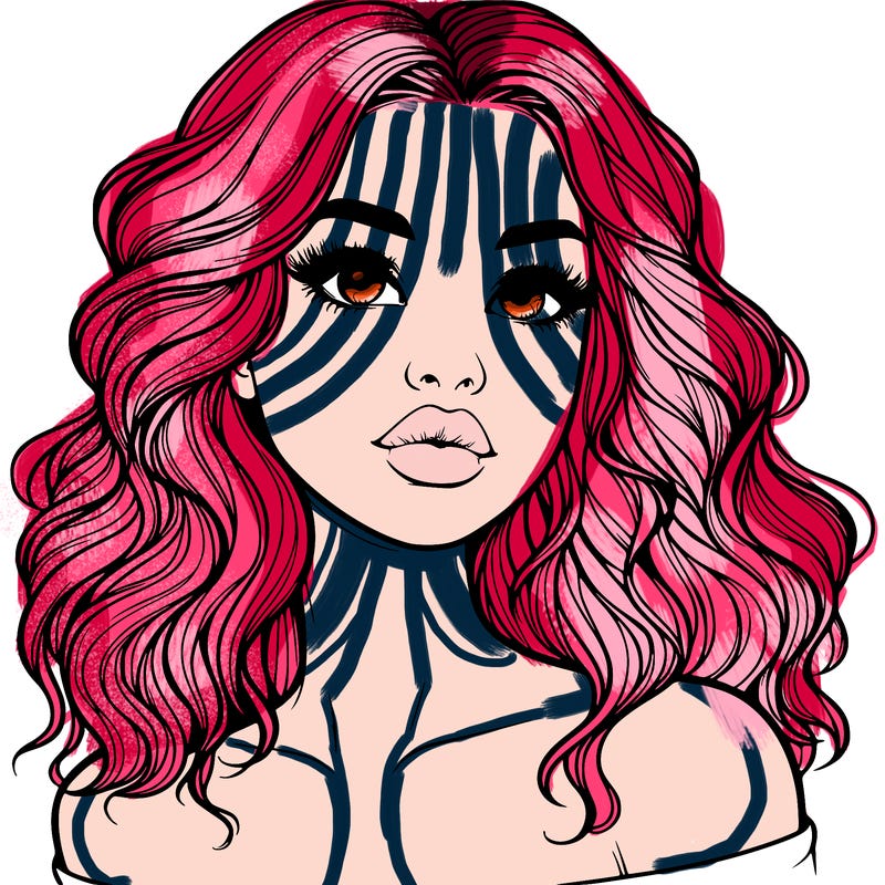 realistic girl with wavy hair and lips