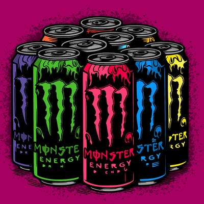 bunch of monster energy drink cans