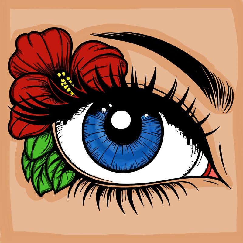realistic eye with flower