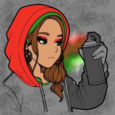 a realistic girl, spray painting