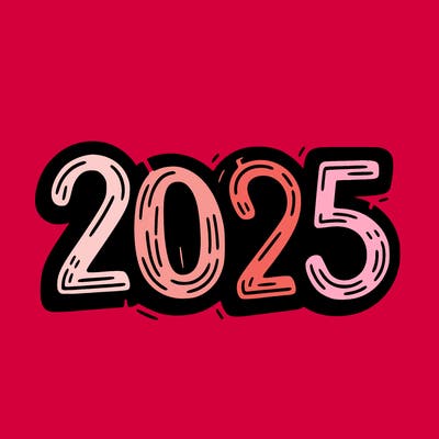 one line scrawled numbers sketch design “2025”