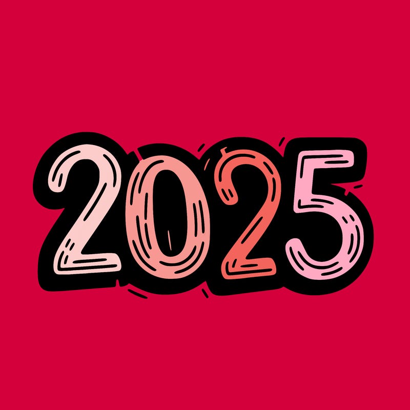 one line scrawled numbers sketch design “2025”