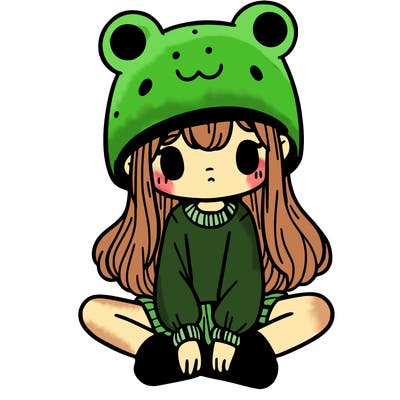 a girl wearing a frog hat and some frog socks