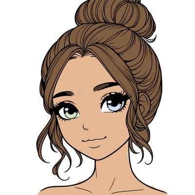 realistic pretty girl with hair in bun
