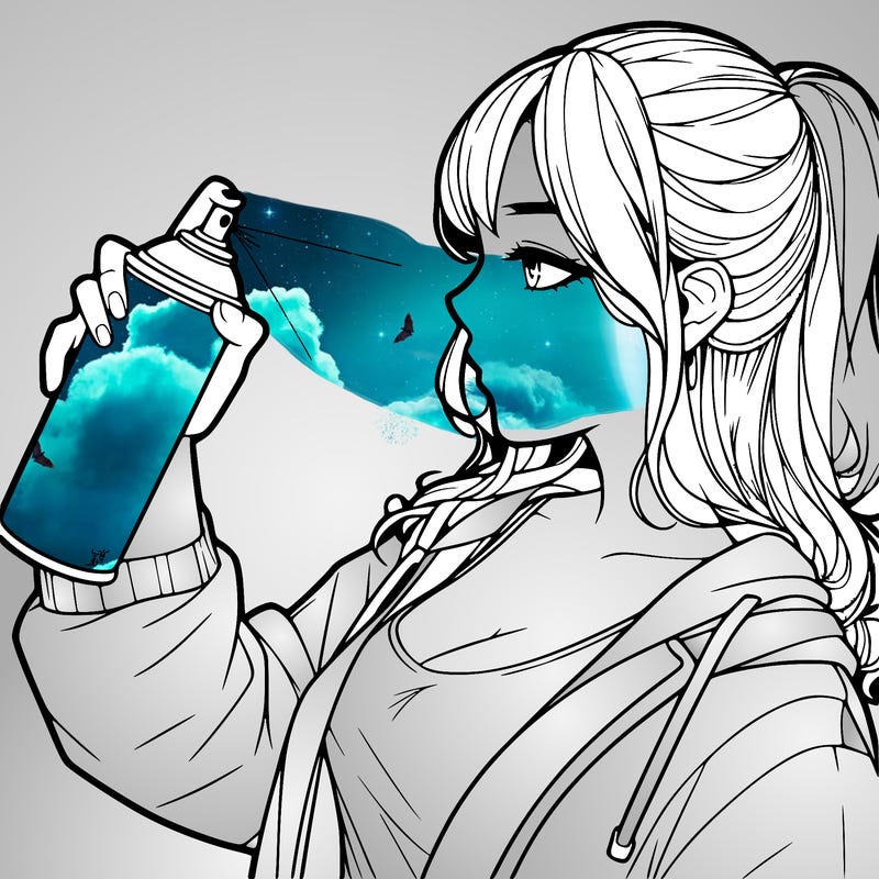 a realistic girl spray, painting