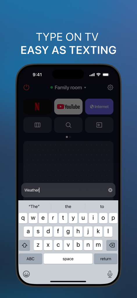 Universal TV Remote Control ⁺ - Smartphone app keyboard for typing on a Smart TV