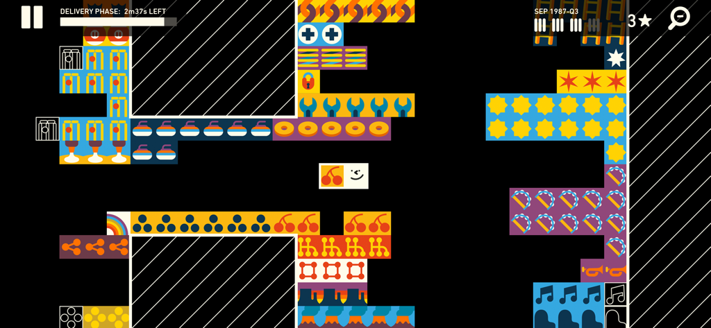 Wilmot's Warehouse - A warehouse worker named Wilmot sorting colorful product icons in a minimalist puzzle game