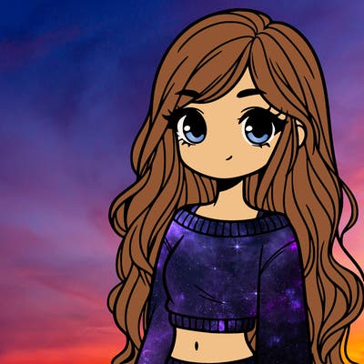 girl with long hair and a crop top with a sweater