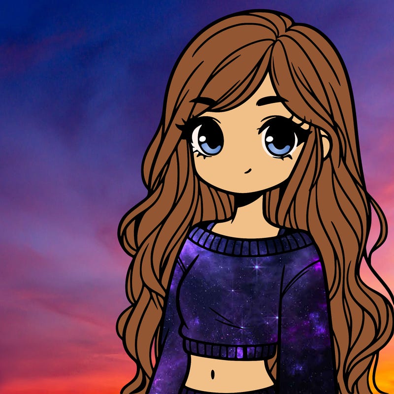 girl with long hair and a crop top with a sweater