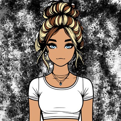 realistic girl with messy bun and croptop