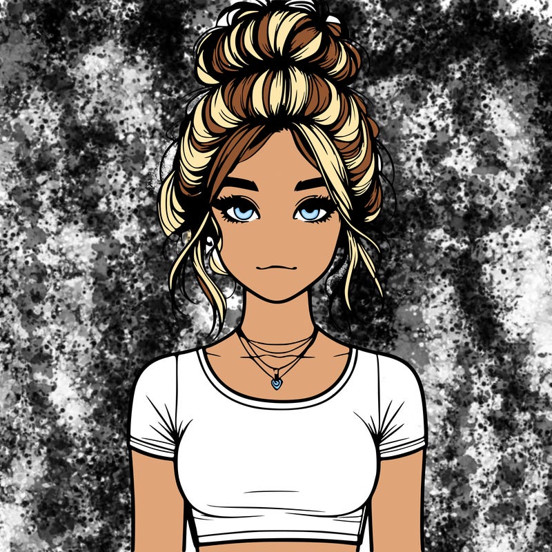 realistic girl with messy bun and croptop