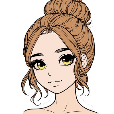realistic pretty girl with hair in bun