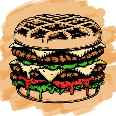 realistic waffle burger