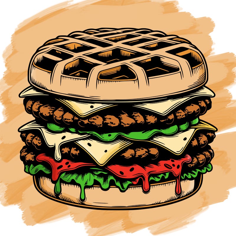 realistic waffle burger