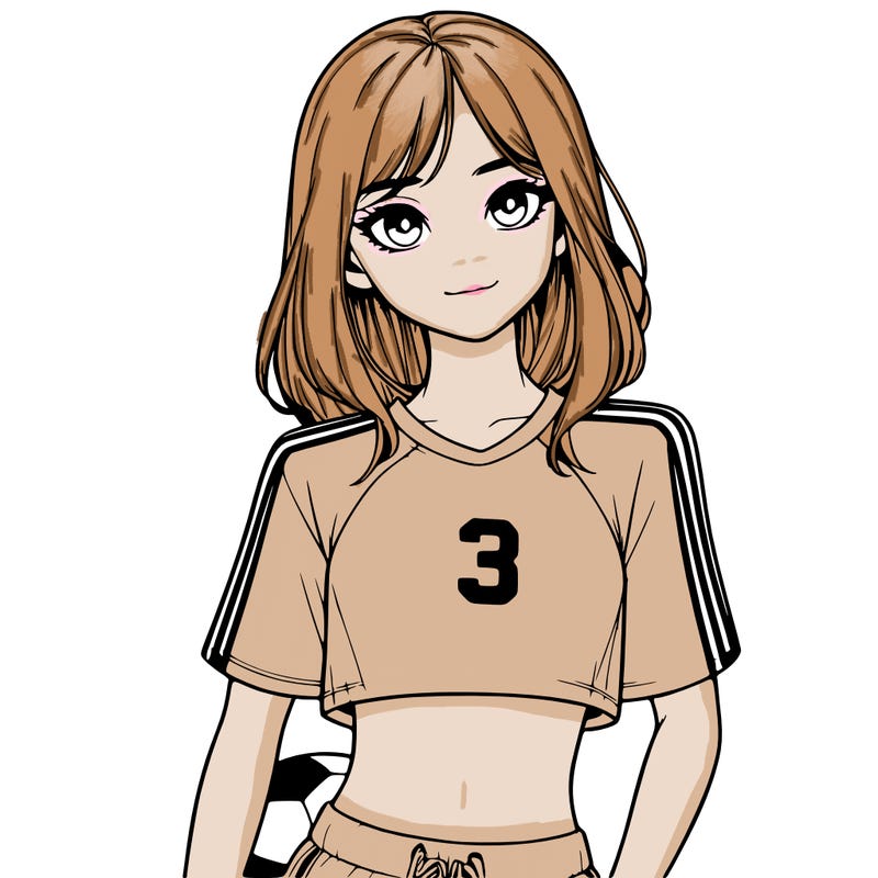 realistic girl wearing soccer jersey