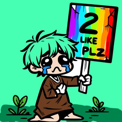 small poor toddler crying with sign that says 2 like plz