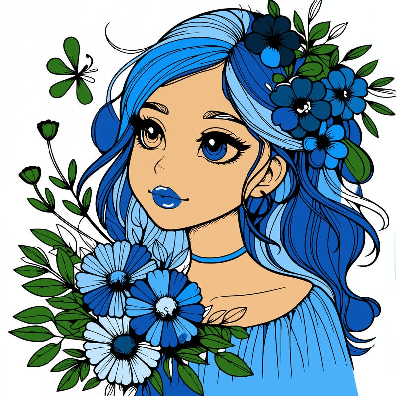 realistic girl with flowers