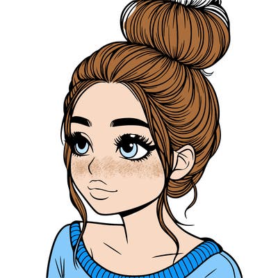 realistic girl with bun