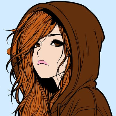 realistic girl with hoodie on