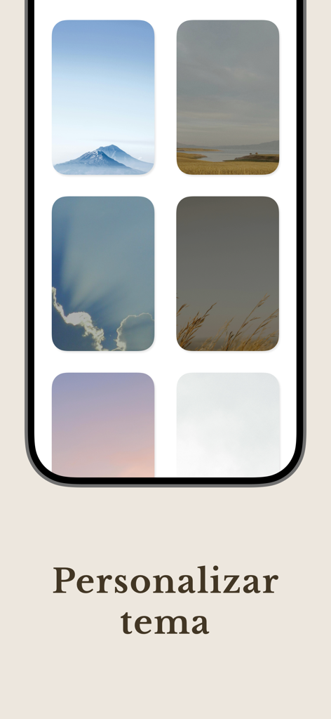 Versículo do Dia - Biblinho - Pantalla que muestra varias opciones de fondo de naturaleza para personalizar el tema del versículo diario
