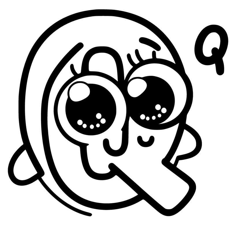letter q with eyes