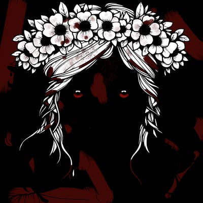 realistic female elf with flower crown